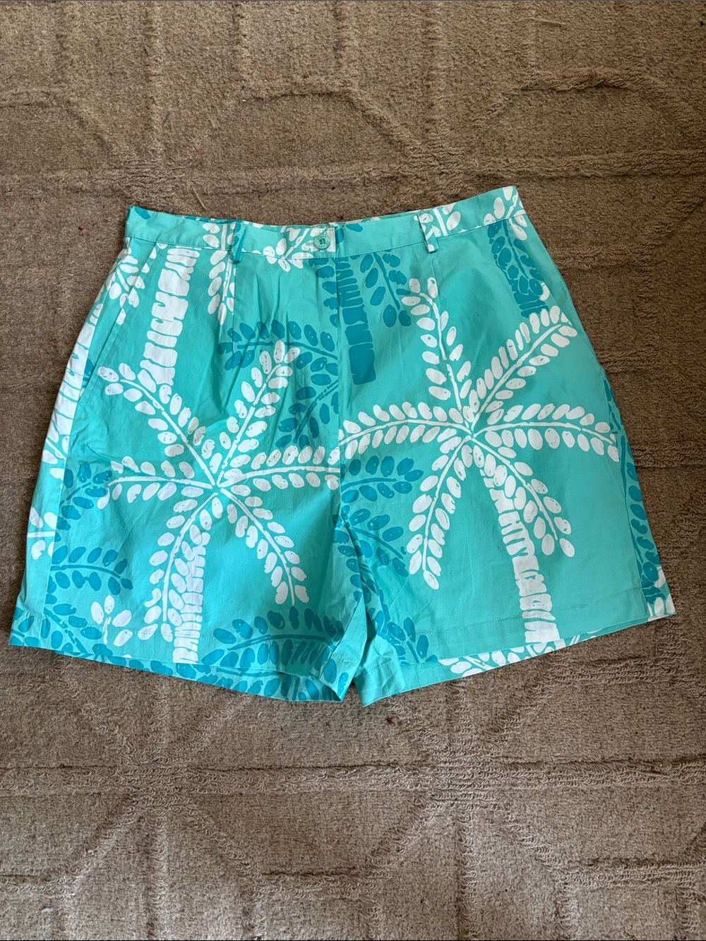 Vintage Lilly Pulitzer Turquoise Palm Print Women's Shorts